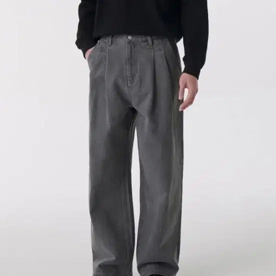 [BUNJANG] MUDIDI Two-Tuck Wide Denim Pants / 투 턱 와이드 데님 팬츠
