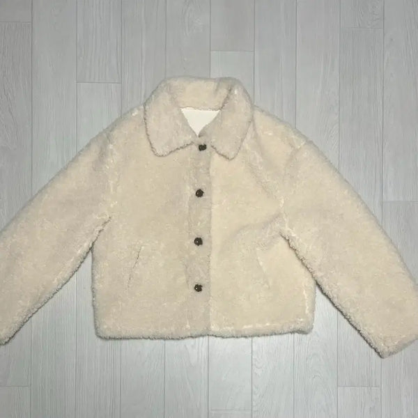 [BUNJANG] Ivory Sherpa Collar Jacket / 아이보리 뽀글이 카라 자켓