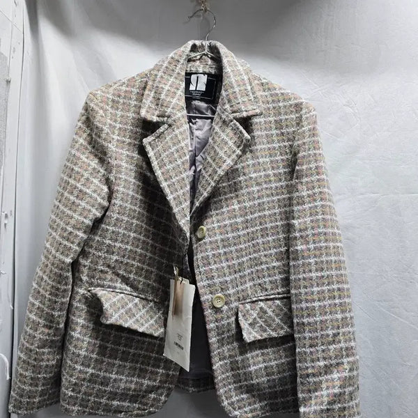 [BUNJANG] Wool Check Tweed Jacket Beige / 울체크 트위드 자켓 베이지