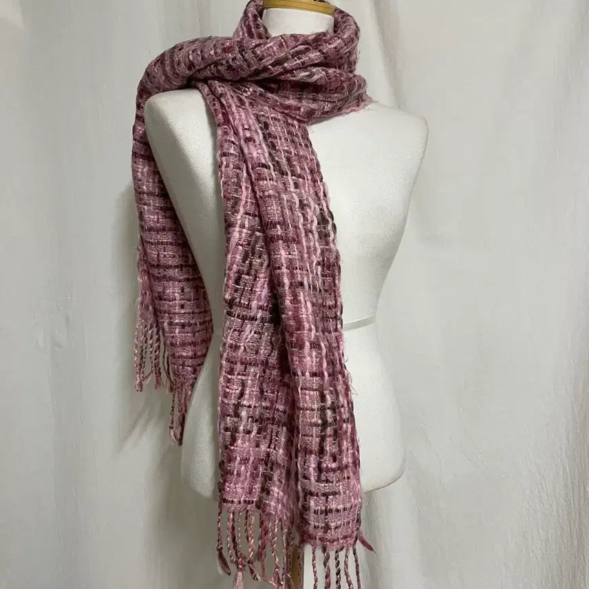 [BUNJANG] Pink Tweed Texture Scarf / 핑크 트위드 텍스처 머플러