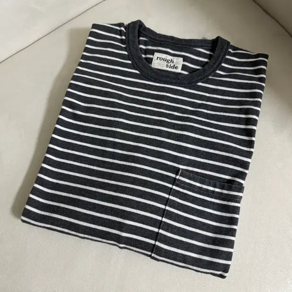 [BUNJANG] Roughside Stripe Pocket Long Sleeve Grey Size 1 / [1] 러프사이드 스트라이프 포켓 롱슬리브 회색