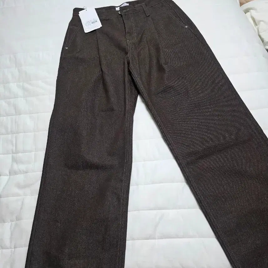 [BUNJANG] Minav Denim One-Tuck Brown L / 새상품))미나브 데님 원턱 브라운L