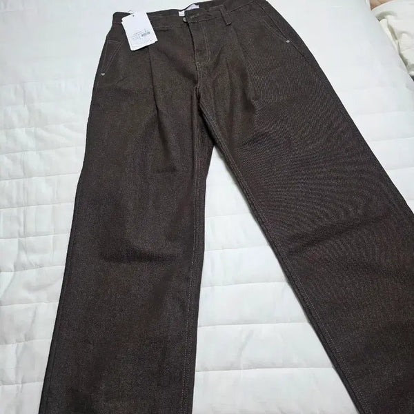 [BUNJANG] Minav Denim One-Tuck Brown L / 새상품))미나브 데님 원턱 브라운L