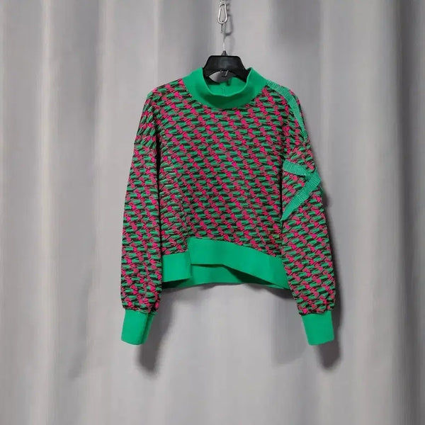 [BUNJANG] Patterned Spandex Sweatshirt / 패턴 스판 스웻셔츠