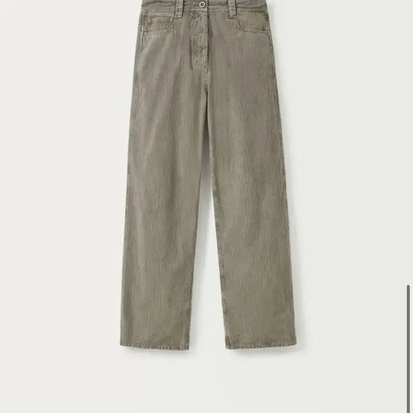 [BUNJANG] Noting Written Stripe Cotton Pants Dust Khaki / 낫띵리튼 스트라이프 코튼 팬츠 더스트 카키