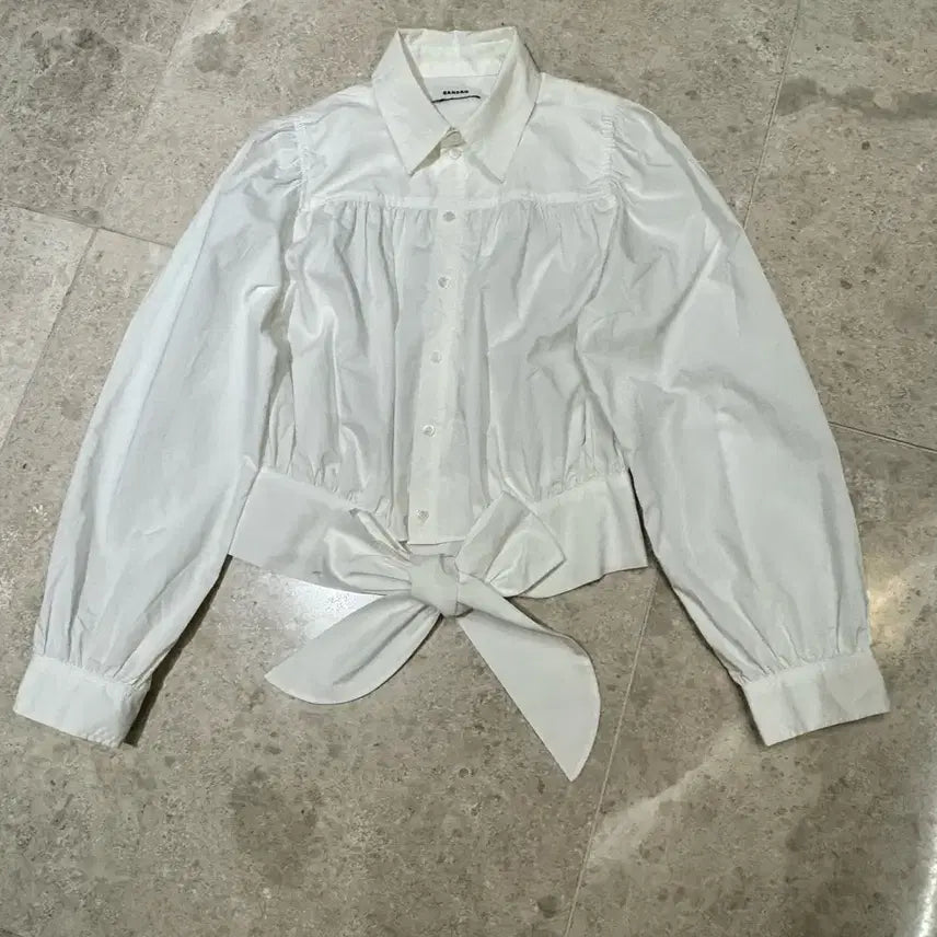 [BUNJANG] Sandro White Ribbon Blouse / 화이트 리본 블라우스 산드로