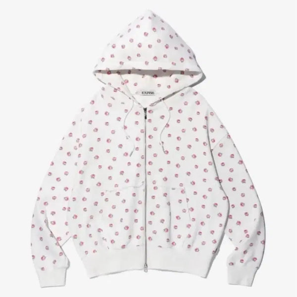 [BUNJANG] Youhee Flower Pattern Hoodie Zip-Up / 유희 플라워 패턴 후드집업 후드티 꽃 youhee