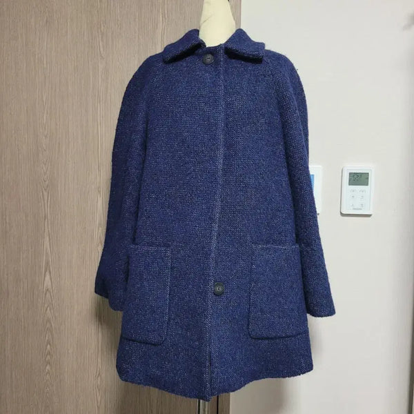 [BUNJANG] Massimo Dutti Navy Tweed Coat / 마시모뚜띠 트위드  코트 네이비