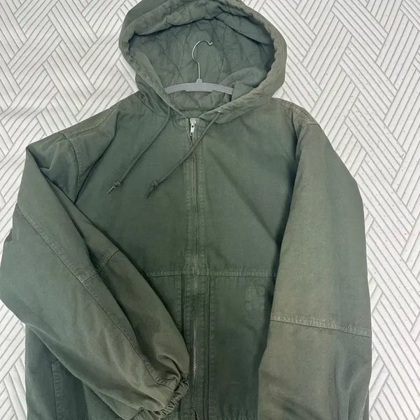 [BUNJANG] Espionage Overdyed Hooded Work Jacket Olive M / 에스피오나지 오버다이드 후드 워크자켓 올리브 M