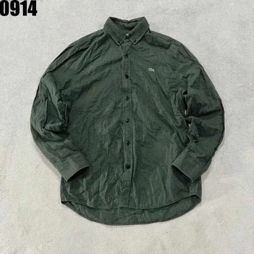 [BUNJANG] Lacoste Check Shirt Green M / 라코스테 체크 남방 셔츠 그린 M