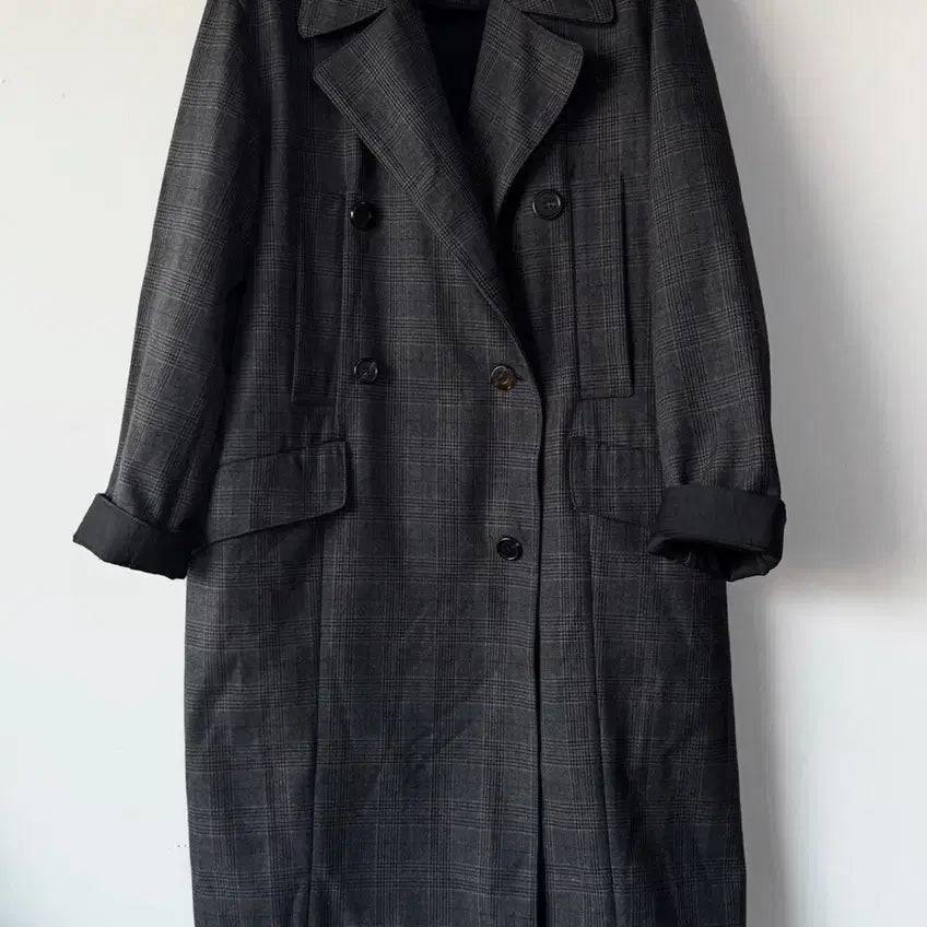 [BUNJANG] System Glen Check Long Coat / 시스템 SYSTEM 글렌체크 롱 코트