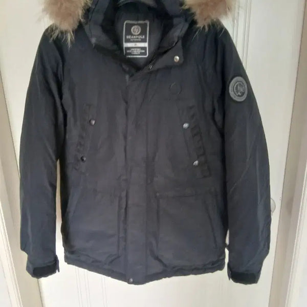 [BUNJANG] Beanpole Padded Black Fur Hooded Jacket 95 / 빈폴 패딩 블랙 퍼 후드  95