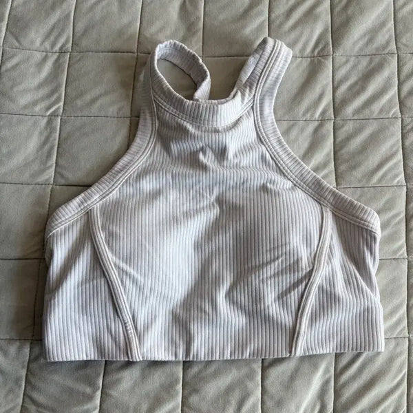 [BUNJANG] Lululemon High Neck Bra Top Size 6 White / 룰루레몬 하이넥 브라탑 6사이즈 WHT