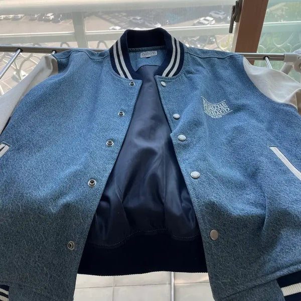 [BUNJANG] Marithe Francois Girbaud Denim Varsity Jacket / 마리떼 데님 바시티 자켓