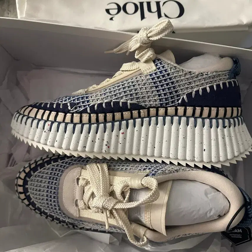 [BUNJANG] Chloé Nama Sneakers Blue/White Size 36 / 끌로에 나마 스니커즈 블루/화이트 36