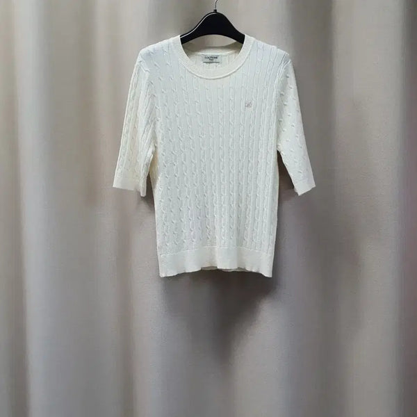 [BUNJANG] Cacharel Cable Knit Short Sleeve Sweater / 까사렐 케이블 반팔 니트 스웨터