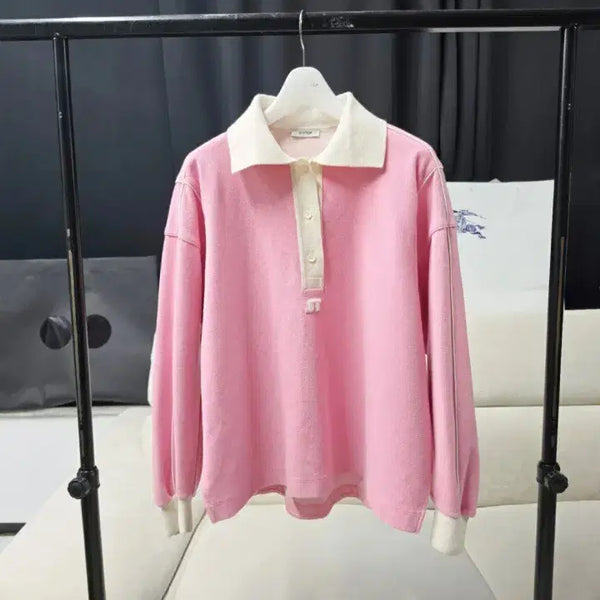 [BUNJANG] Women's Collar Knit - Pink / [시스템] 여성 카라 니트 핑크