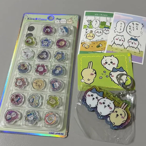 [BUNJANG] Chiikawa Kirakoro Sticker & Keychain Bundle Set / 치이카와 키라코로 스티커