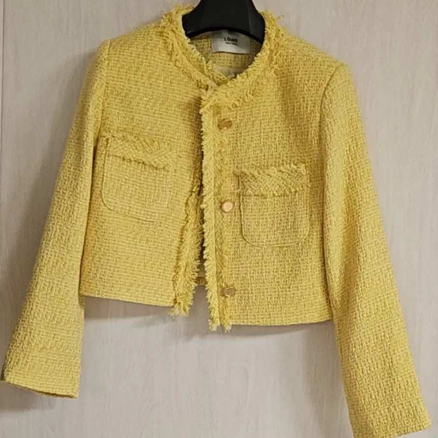 [BUNJANG] LOING(F) Yellow Tweed Cropped Jacket / LOING(F) 옐로우 트위드 크롭 자켓
