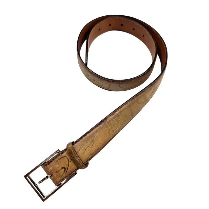 [BUNJANG] Berluti Scripto Leather Belt Brown Size 85 / 벨루티 스크립토 레더 벨트