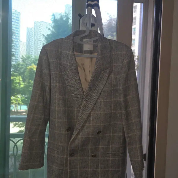 [BUNJANG] Sandro Checked Double-Breasted Jacket (Suzy Worn) / 산드로 체크 더블 쟈킷 (수지 착용 자켓)