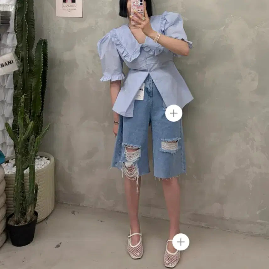 [BUNJANG] Sora Frill Puff Blouse / <소라> 프릴 퍼프 블라우스