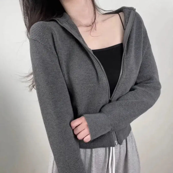 [BUNJANG] Ablley Ribbed Knit Zip-Up / 에이블리 골지 니트 집업