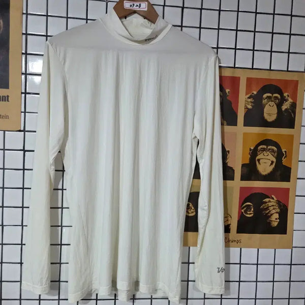 [BUNJANG] Functional Turtle Neck Long Sleeve T-Shirt - White / 기능성 터틀넥 긴팔 티셔츠 화이트 0928
