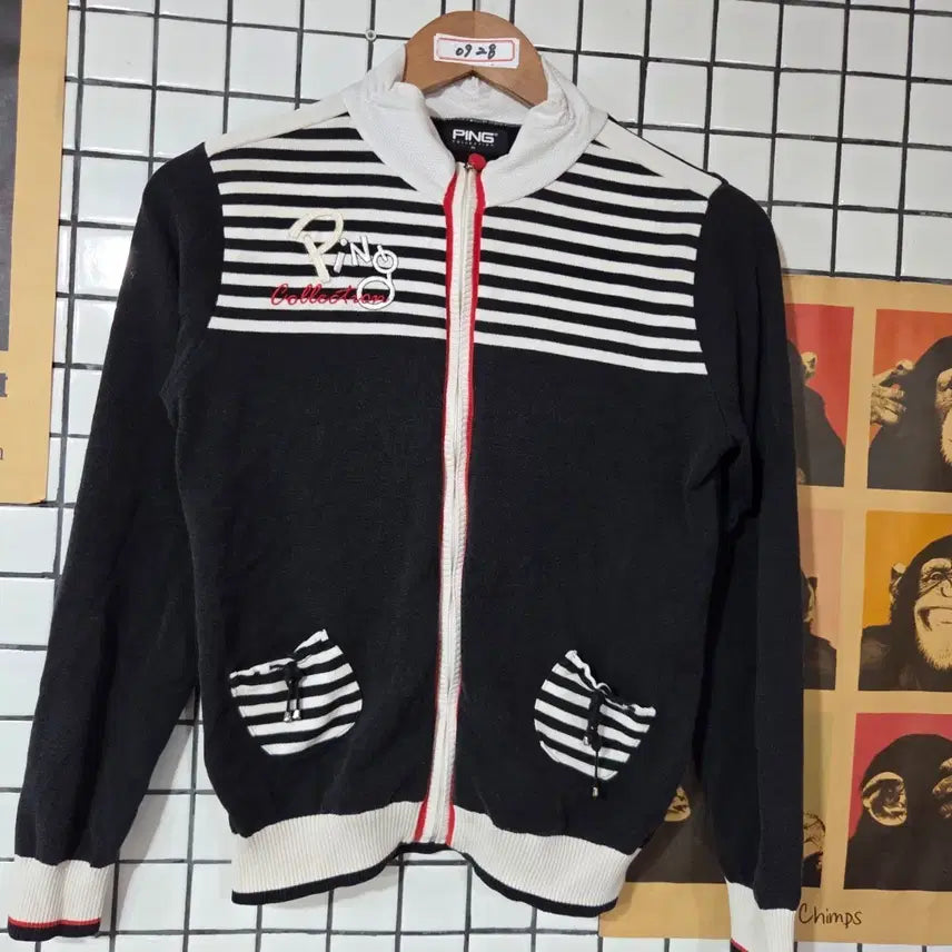 [BUNJANG] PING Golf Wear Cardigan Black White / 핑 골프웨어 가디건 블랙 화이트 0928