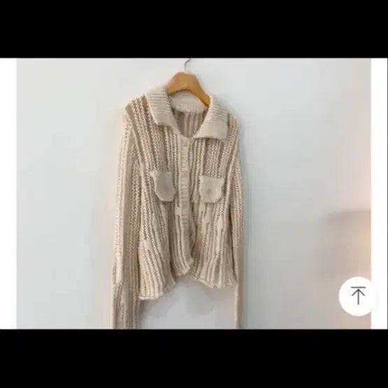 [BUNJANG] Beige Cable Knit Cardigan (New) / 베이지색 케이블 니트 가디건 (새상품)