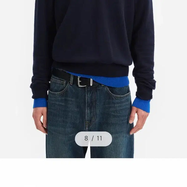 [BUNJANG] Bellie V-Neck Knit Dark Navy / 벨리에 브이넥 니트 다크 네이비