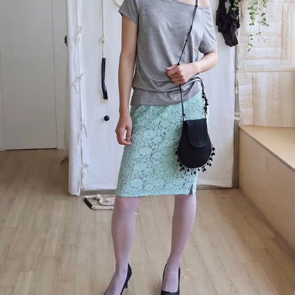 [BUNJANG] Colocynth Blooming Lace Mint Skirt / 콜로신스 레이스 민트 스커트