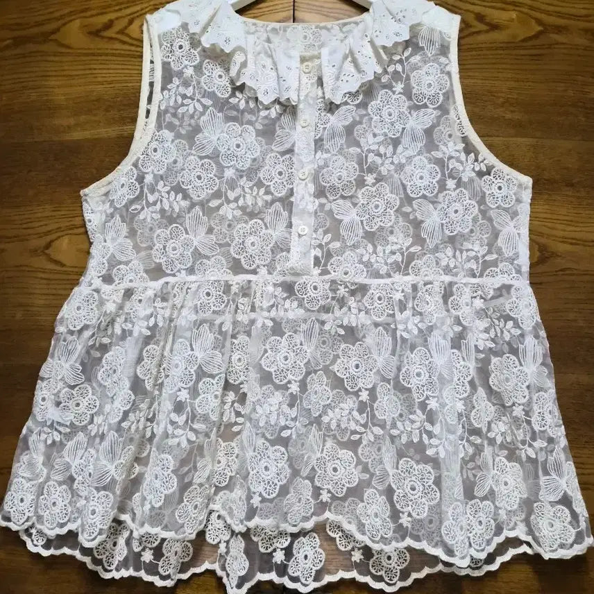 [BUNJANG] See-through Lace Vest / 시스루 레이스 조끼