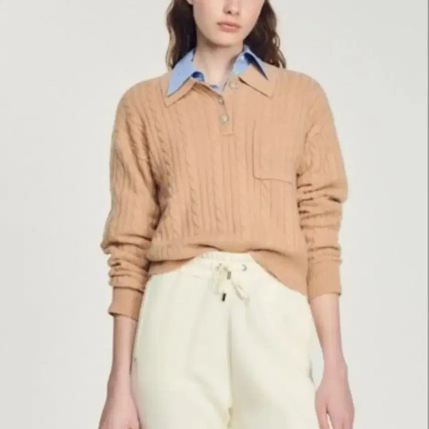 [BUNJANG] Sandro Wool & Cashmere Blend Cable Knit Sweater - Size 2 / (정품)산드로 케이블 니트 2 사이즈