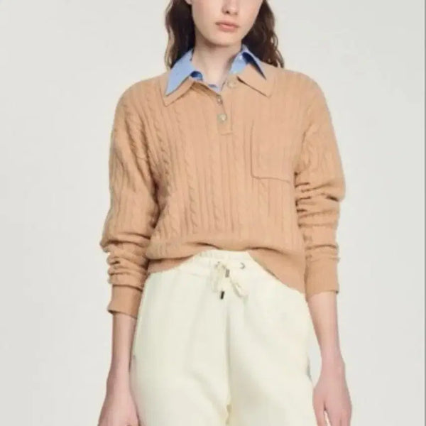 [BUNJANG] Sandro Wool & Cashmere Blend Cable Knit Sweater - Size 2 / (정품)산드로 케이블 니트 2 사이즈
