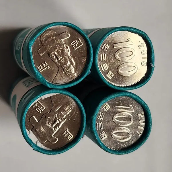 [BUNJANG] 100 Won Coin Rolls (2016, 2017) - Unused - 4 Rolls / 관봉해체분  2016.17년 100원 4롤