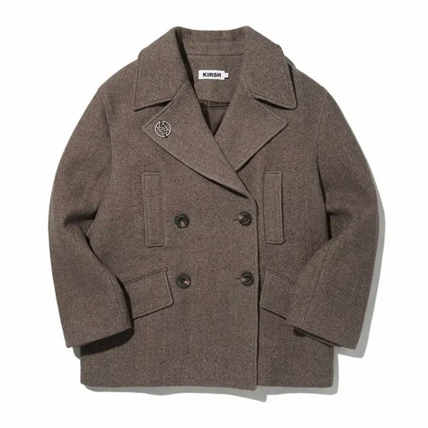 [BUNJANG] Kirsh Collection Herringbone Oversized Half Coat [Brown] / 원가26 키르시 컬렉션 헤링본 오버핏 하프 코트 [브라운]