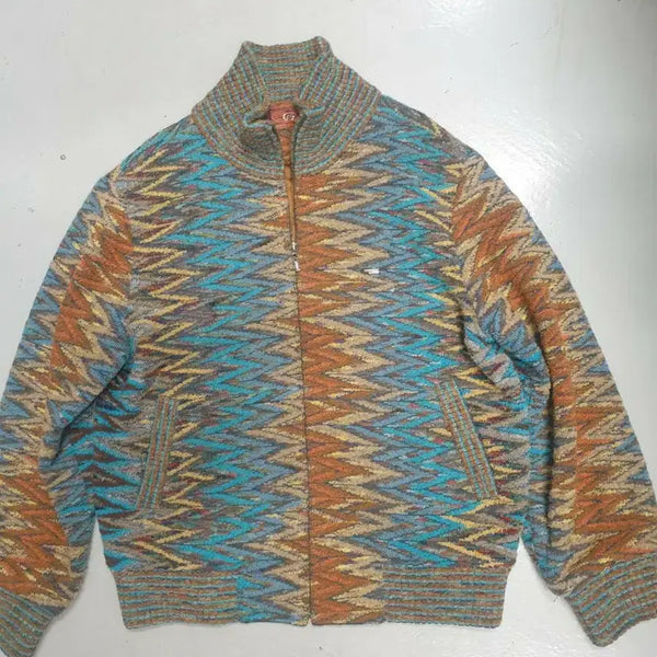 [BUNJANG] CAPERDONI Pattern Knit Zip-Up Jacket Size 48 / CAPERDONI 패턴 니트집업 자켓 48