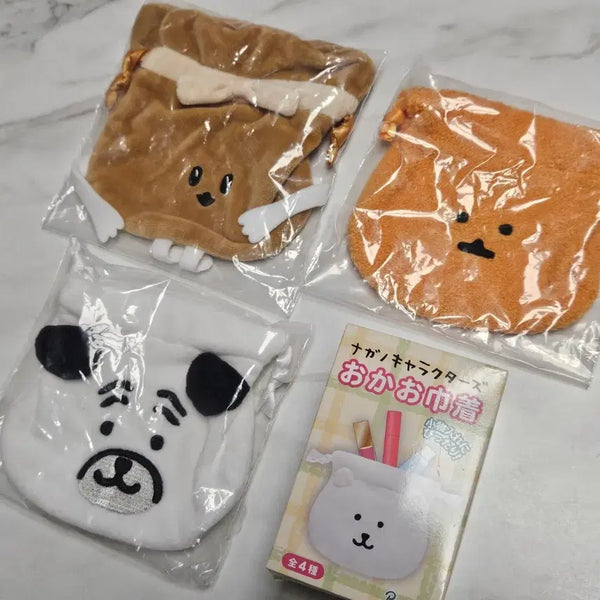 [BUNJANG] Nagano Joke Bear Face Drawstring Pouch / 나가노 농담곰 페이스 복조리 파우치(유부주머니, 고로케, 퍼그)