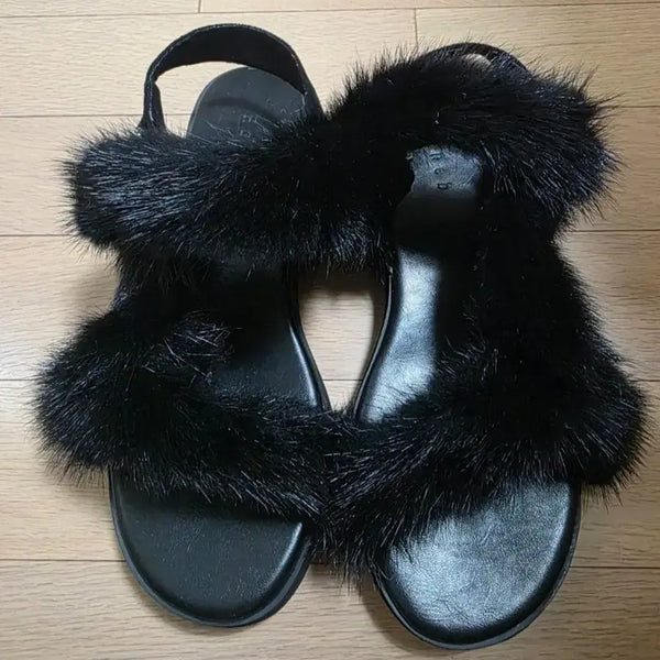 [BUNJANG] AIPO Fur Sandals Black / (새상품)AIPO 퍼 샌들 블랙