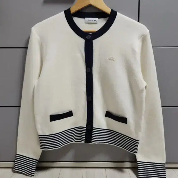 [BUNJANG] Lacoste Ivory Color Block Cardigan / 라코스테 아이보리 배색 가디건