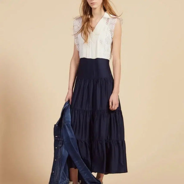 [BUNJANG] Sandro Lace Panel Dress / 산드로 레이스 배색 원피스