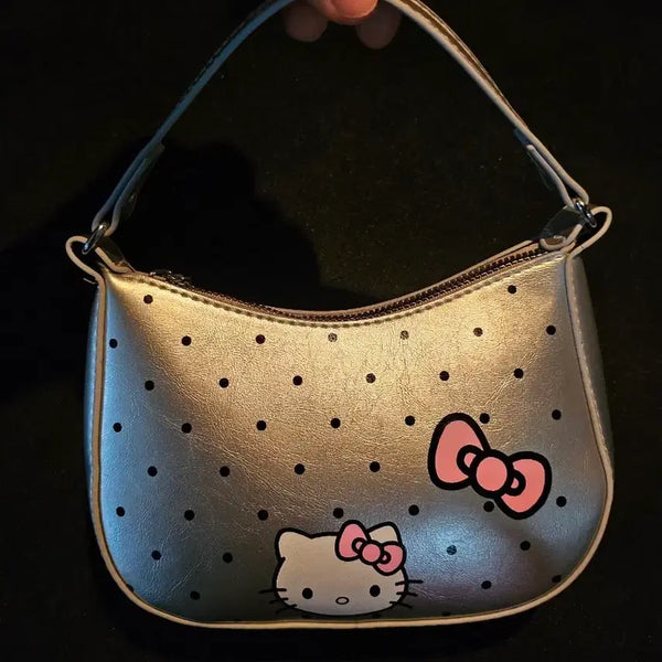 [BUNJANG] Hello Kitty Polka Dot Shoulder Bag Silver / 헬로키티 숄더백 실버 땡땡이