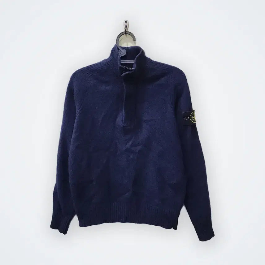 [BUNJANG] Stone Island Half-Zip Knit Navy / [S] 스톤아일랜드 반집업 니트 네이비