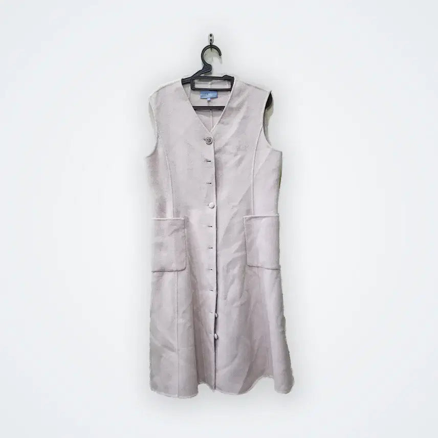 [BUNJANG] LBL V-Neck Button-Up Long Dress Beige / [L] LBL V넥 단추 여밈 롱 원피스 베이지