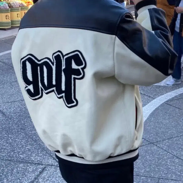 [BUNJANG] Golf Wang Olde Leather Jacket Cream XL / 골프왕 Golf Wang Olde Leather Jacket Cream