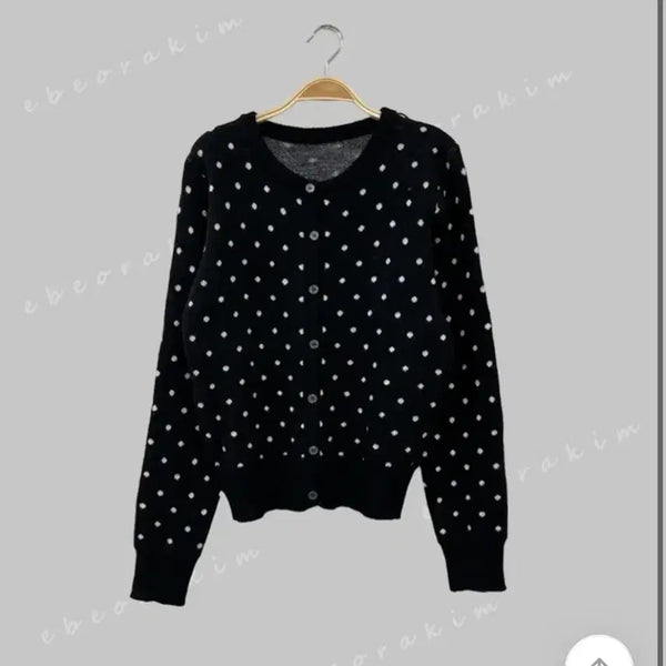 [BUNJANG] Dot Round Knit Cardigan / 에이블리 지그재그 이버라킴 도트 라운드 니트 가디건 루즈핏