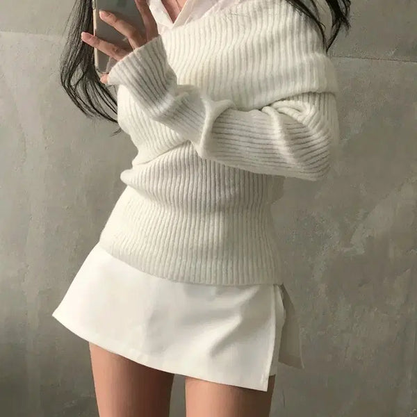 [BUNJANG] White Mini Skirt Pants / 교신 화이트 미니 스커트 팬츠