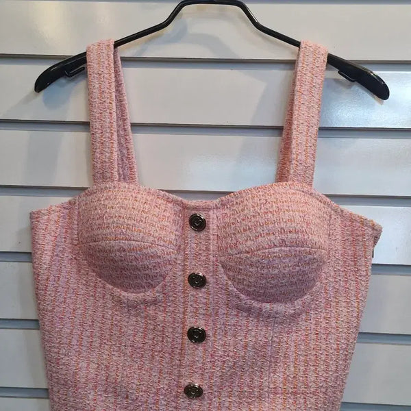 [BUNJANG] Maje Tweed Bustier Pink / 마쥬 트위드 핑크 탑