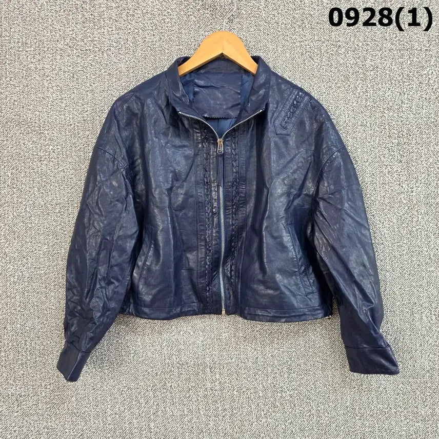 [BUNJANG] Navy Women's Lambskin Leather Jacket - Size S / 네이비 여성 양가죽 자켓 s
